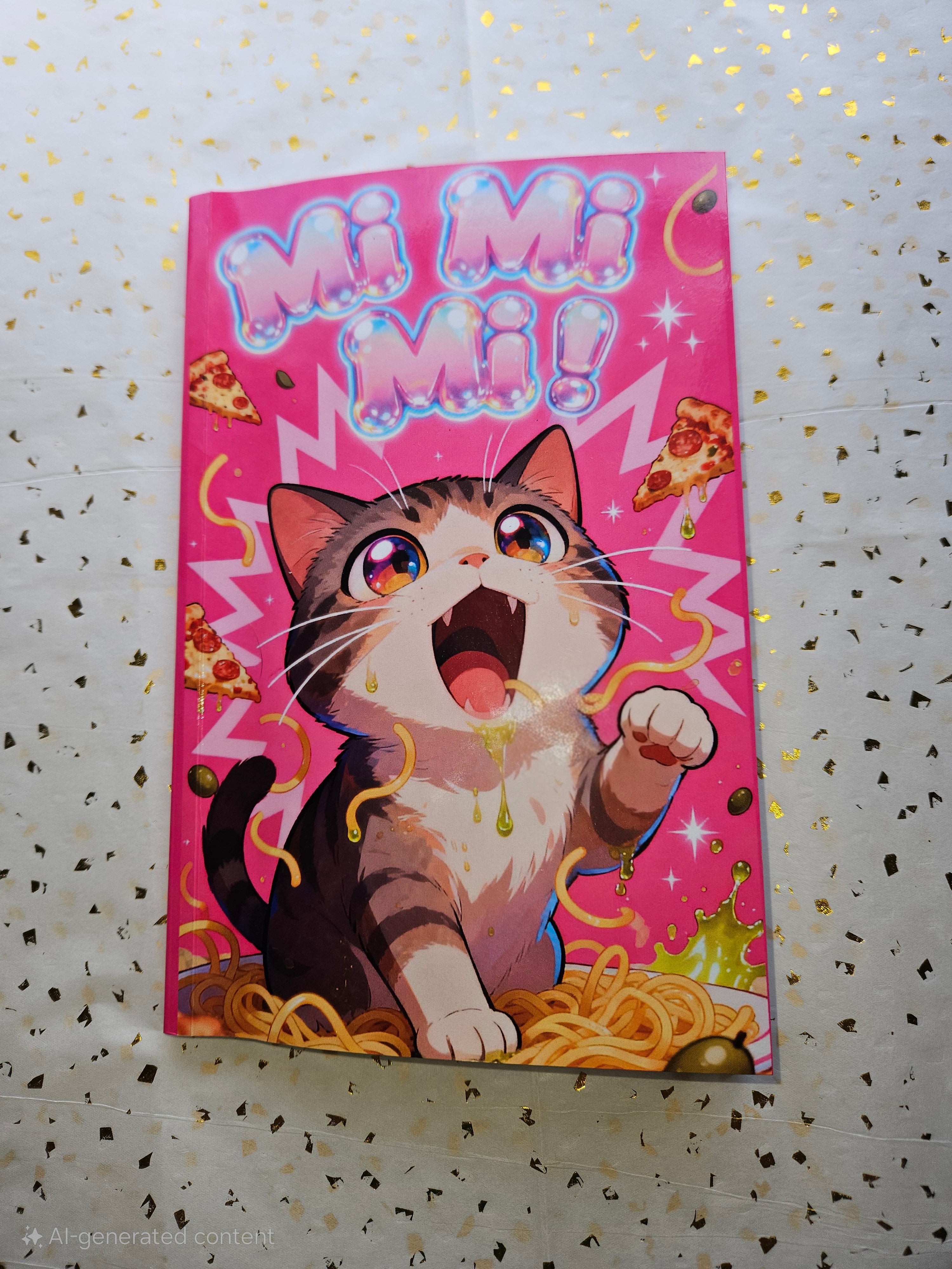 MiMiMi Cute Pink Kawaii Cat Notebook  (5.5×8.5)