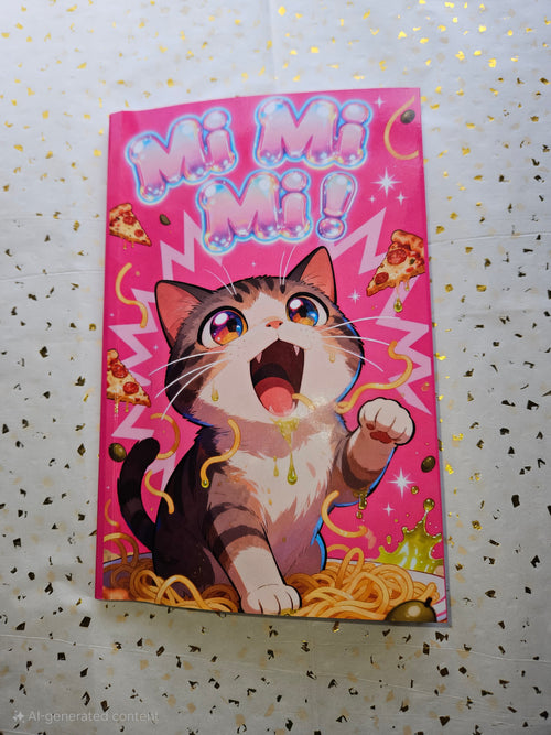MiMiMi Cute Pink Kawaii Cat Notebook  (5.5×8.5)