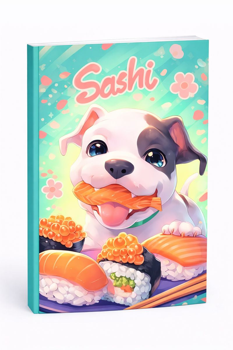 Sasha & Sushi! Cute Pit Bull Kawaii Notebook Journal