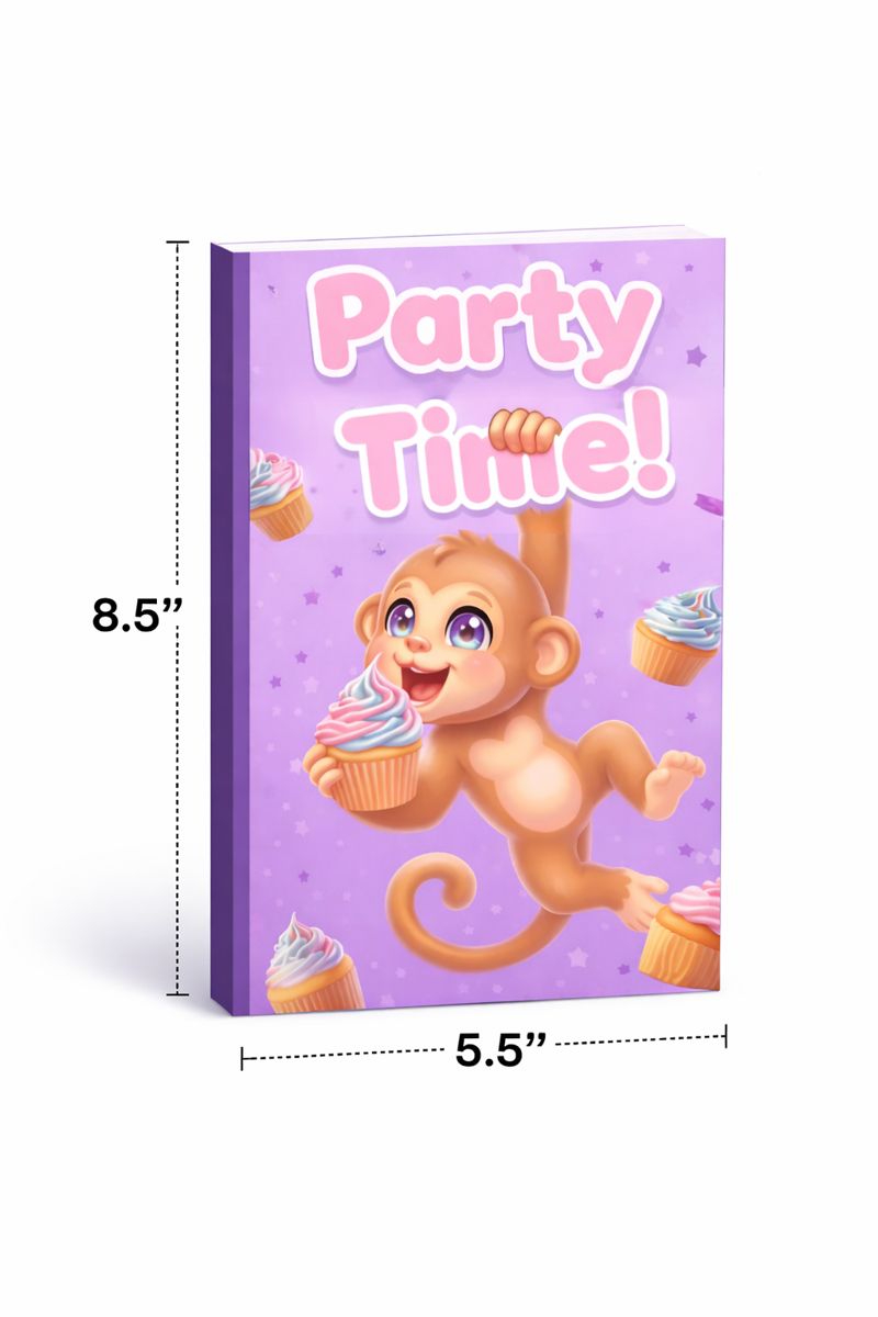 Party Time Monkey Purple Kawaii Notebook Journal