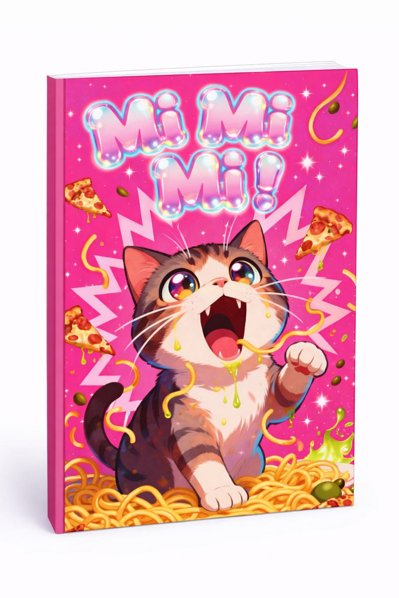 MiMiMi Cute Pink Kawaii Cat Notebook  (5.5×8.5)