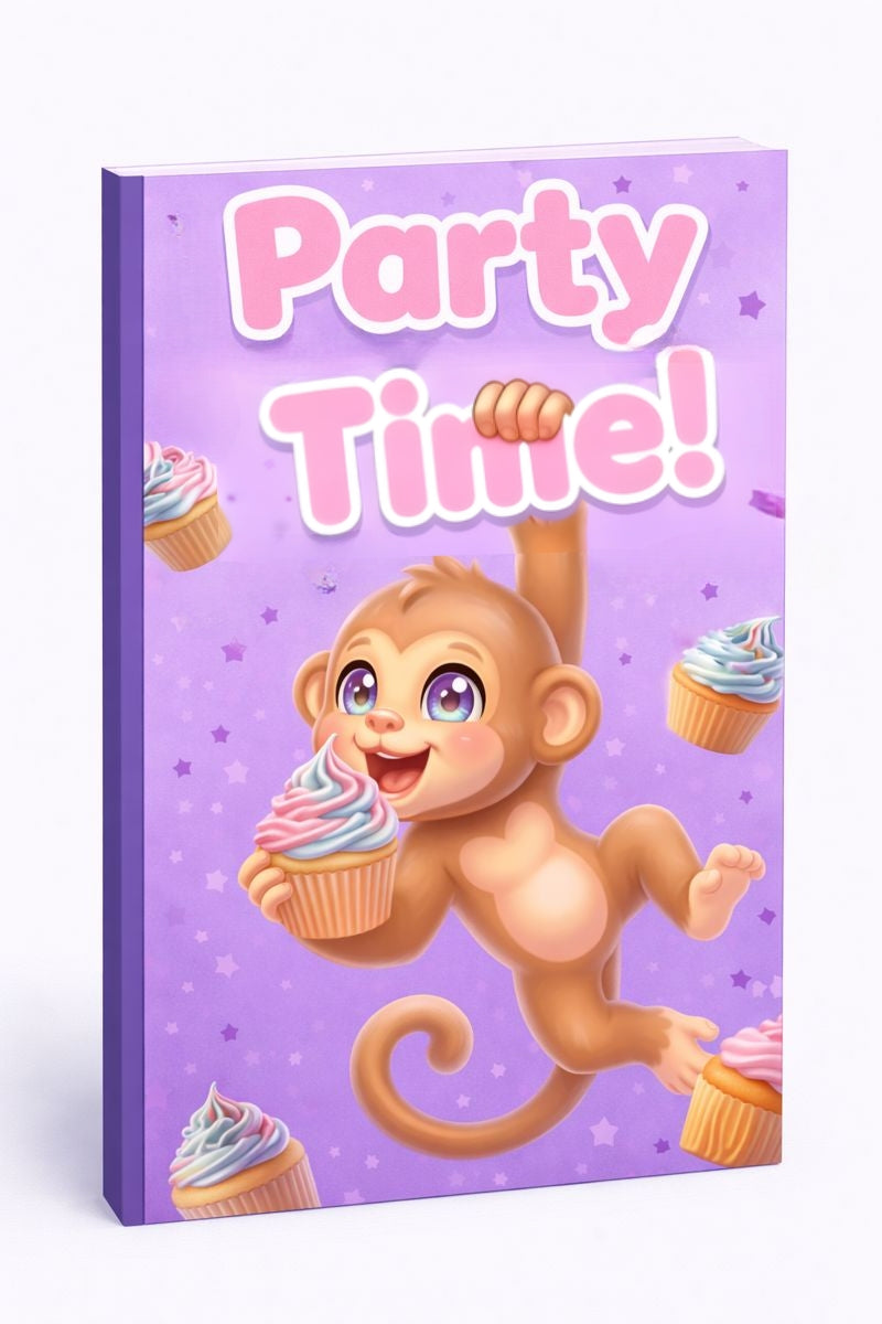 Party Time Monkey Purple Kawaii Notebook Journal