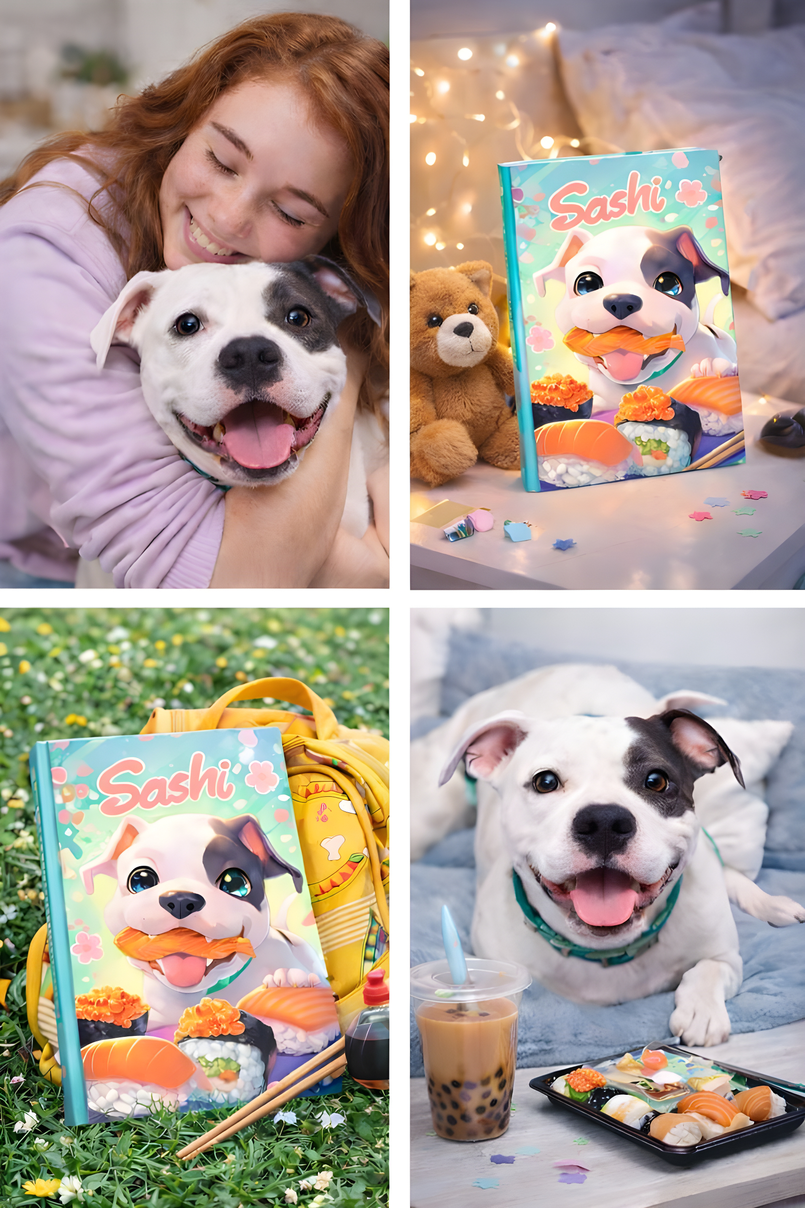 Sasha & Sushi! Cute Pit Bull Kawaii Notebook Journal