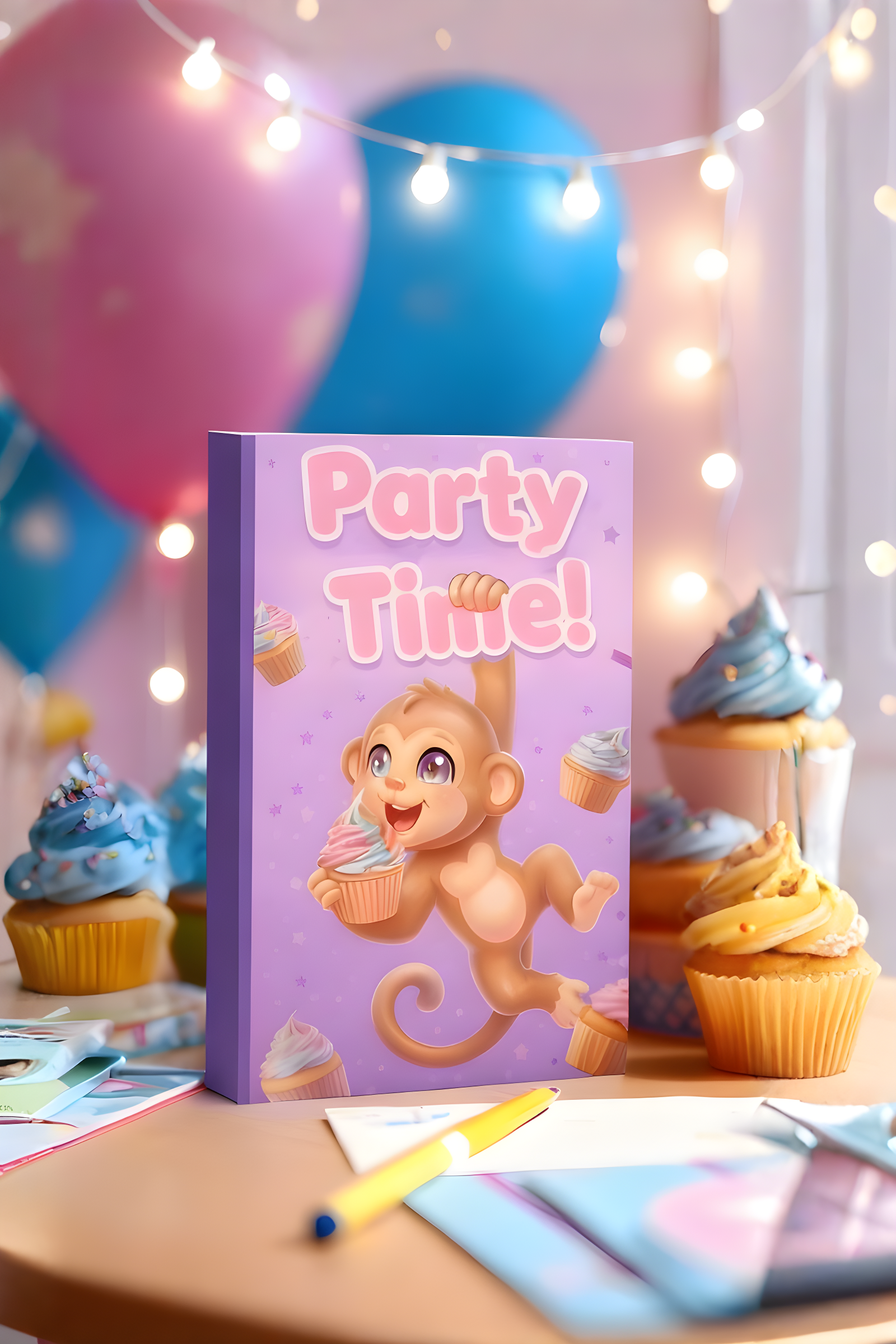 Party Time Monkey Purple Kawaii Notebook Journal