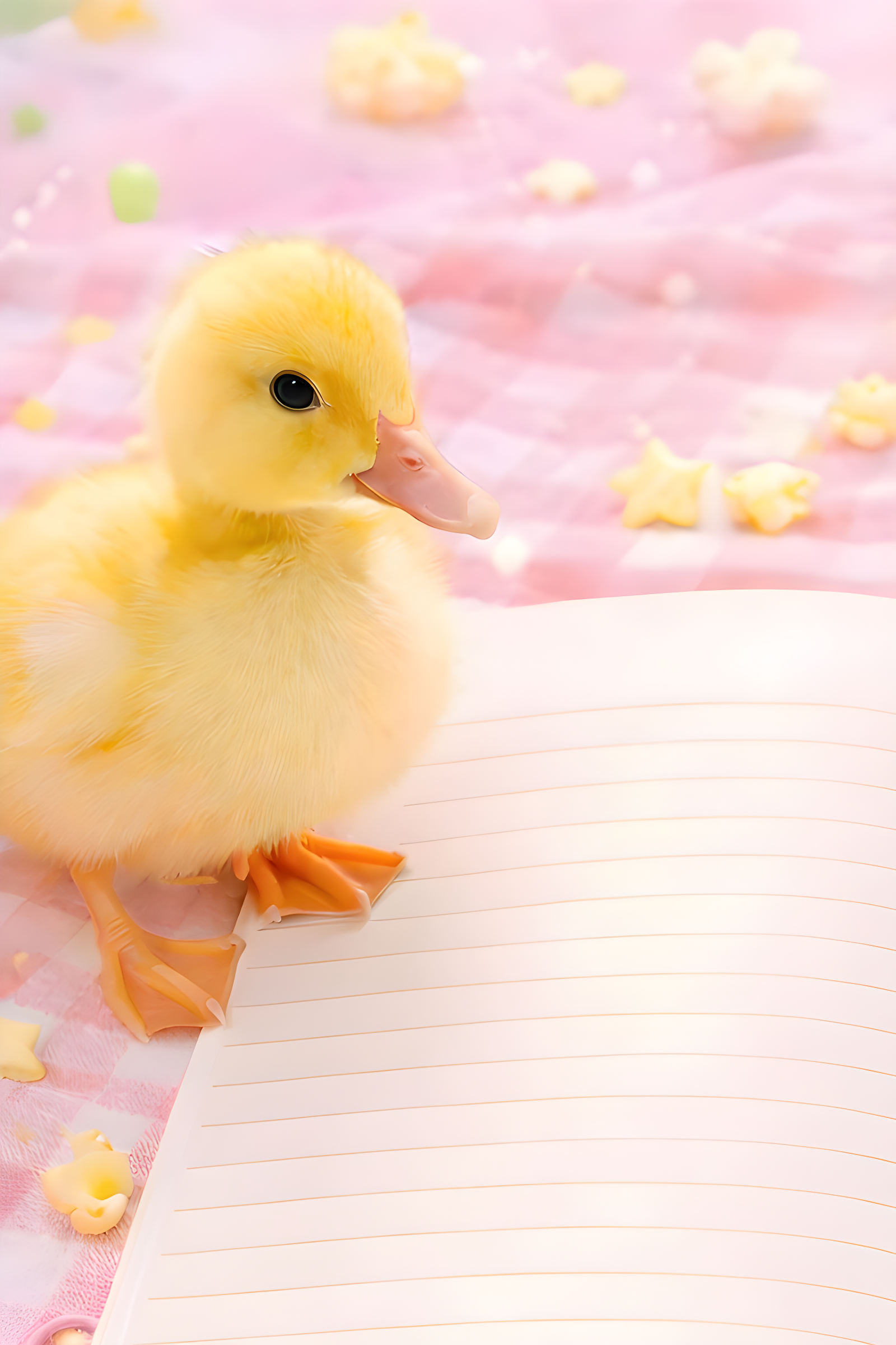 Kawaii Patti Duck Pastel Yellow Lined Notebook Journal